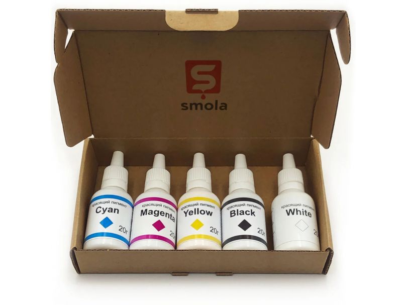 SMOLA CMYK+W набор красящих пигментов , 5 цветов по 20 гр