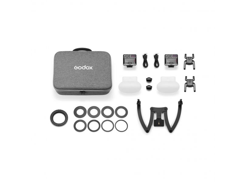 Комплект импульсных осветителей Godox MF12-DK3 для макросъемки