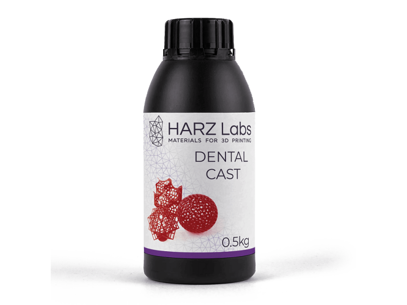 Фотополимер HARZ Labs Dental Cast Cherry, вишневый (0,5 кг)