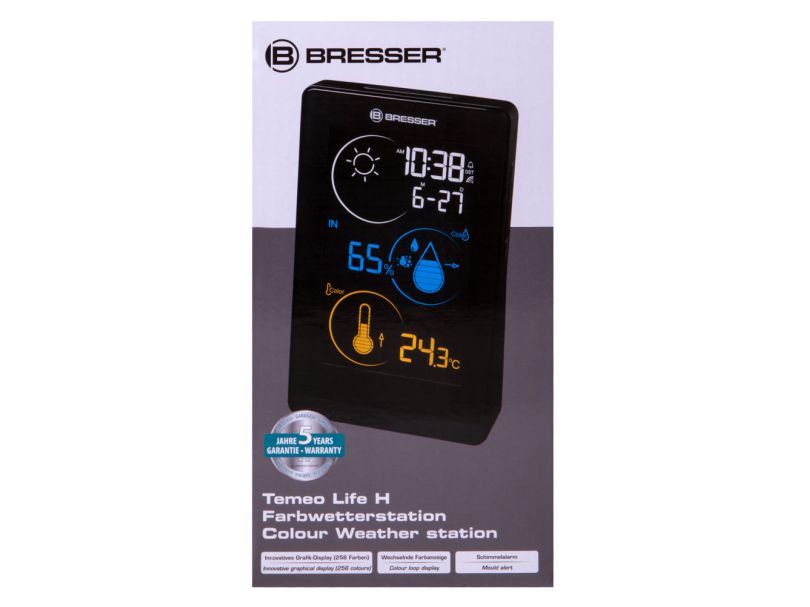 Метеостанция Bresser Temeo Life H с цветным дисплеем, черная