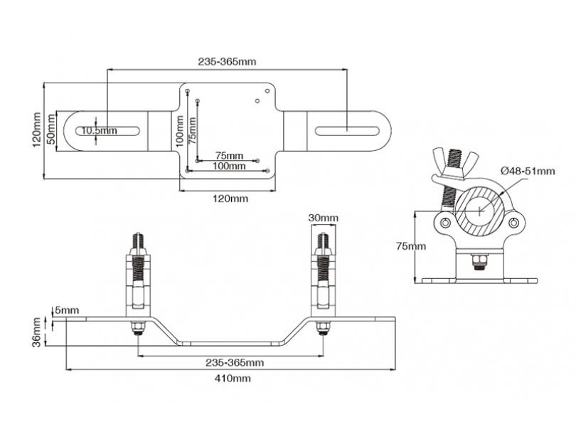 KUPO KCP-886 Vesa screen truss mount for 75/100 mm Кронштейн для монитора